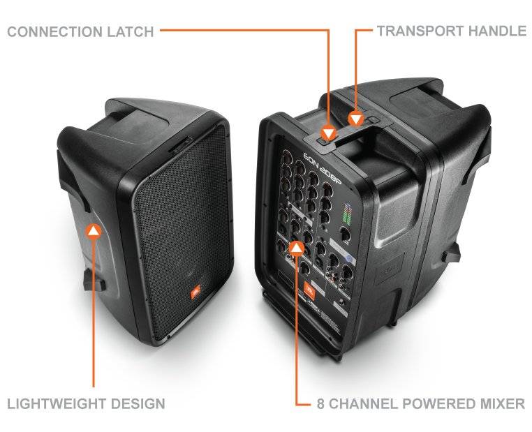 Altavoz Activo JBL EON208P-230 8 in 200W Bluetooth Portatil con Bateria 9
