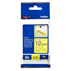 Cinta Laminada Brother TZE-S631, Fondo Amarillo con Texto Negro, 12mm, 8 Metros