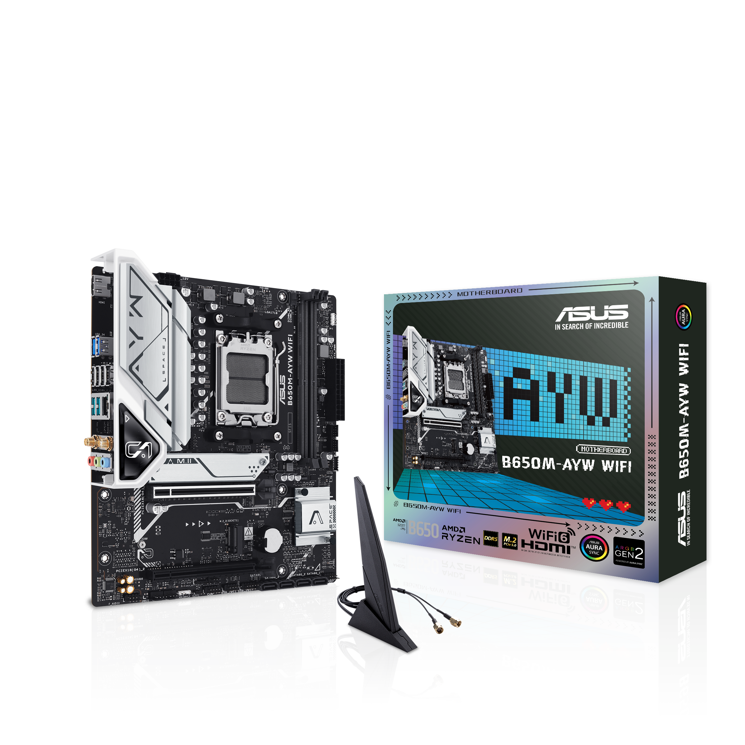Placa Madre ASUS B650M-AYW WiFi, Socket AM5, 2x DDR5, 2x NVMe, Wi-Fi 6, 2.5 GbE, Micro-ATX 1