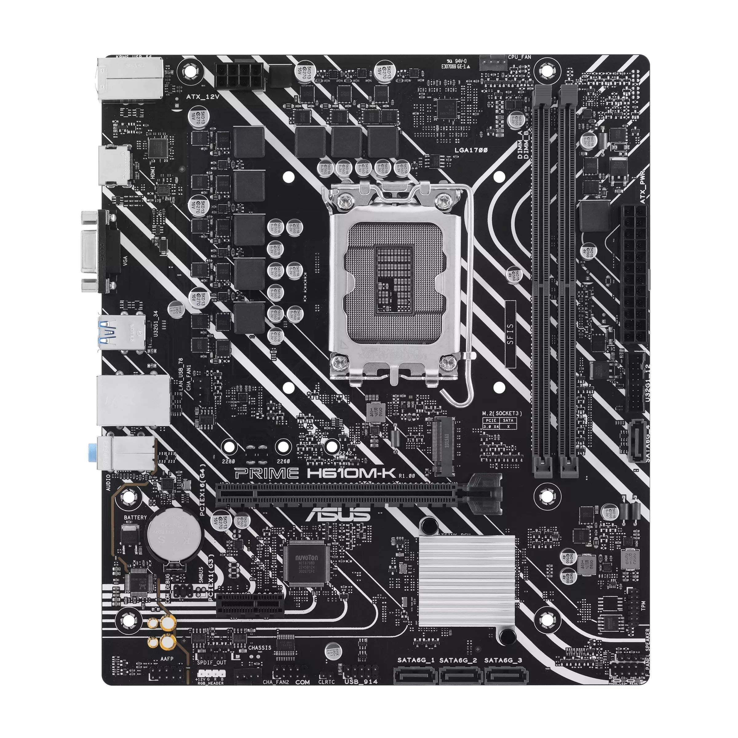 Placa Madre ASUS PRIME H610M-K, Socket LGA 1700,  2x DDR5, VGA, HDMI, M.2, 4xSATA, Micro-ATX 2