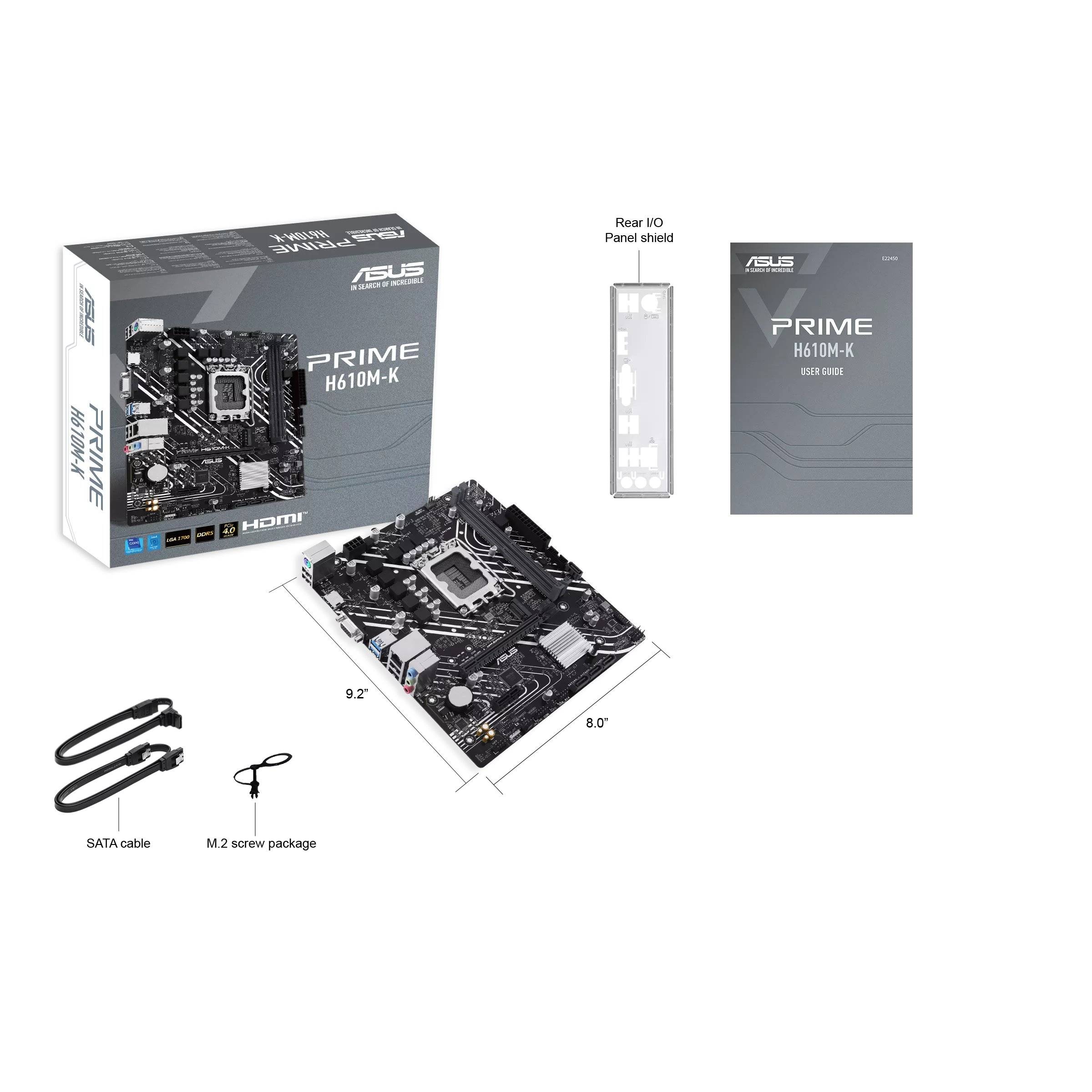 Placa Madre ASUS PRIME H610M-K, Socket LGA 1700,  2x DDR5, VGA, HDMI, M.2, 4xSATA, Micro-ATX 6