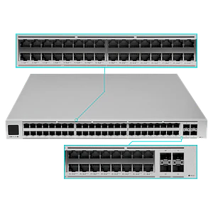 Switch Rack Ubiquiti USW-PRO-XG-48-POE 48 puertos 10GbE + 4x25G SFP28 PoE+++ 1080W potencia maxima