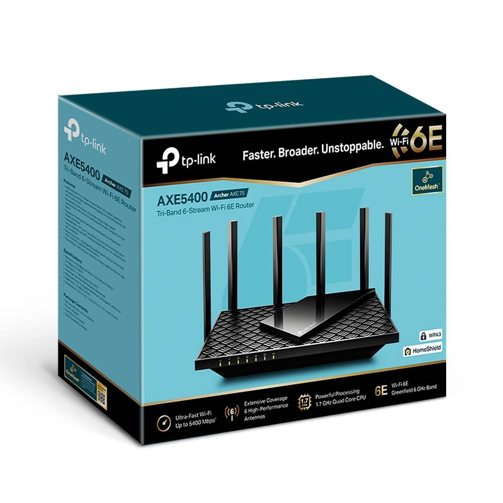 Router Inalámbrico AXE5400 Tri-Band Gigabit Wi-Fi 6E TP-Link Archer AXE75, HomeShield, OneMesh™ 5