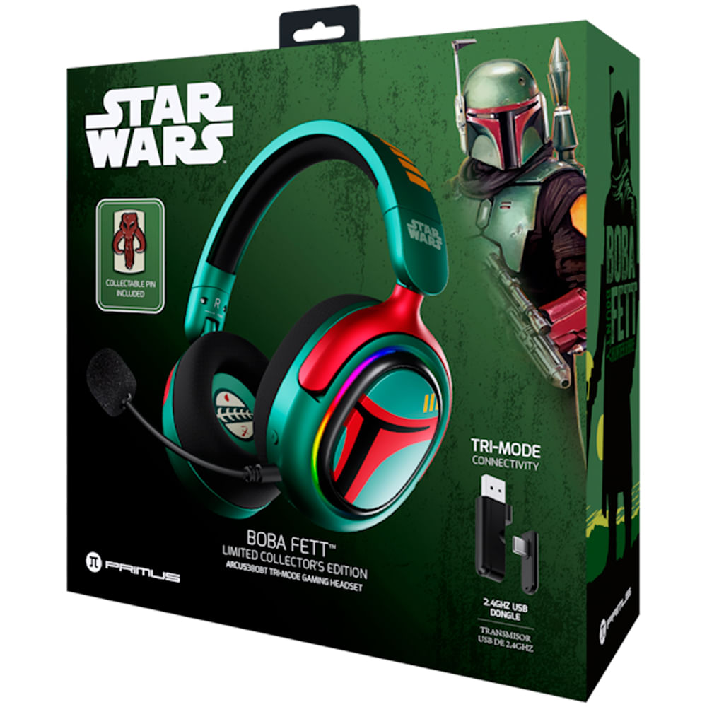 Audífonos Gamer inalámbricos Primus Arcus 380BT PBH-S380BF, con Micrófono, RGB, Boba Fett 5