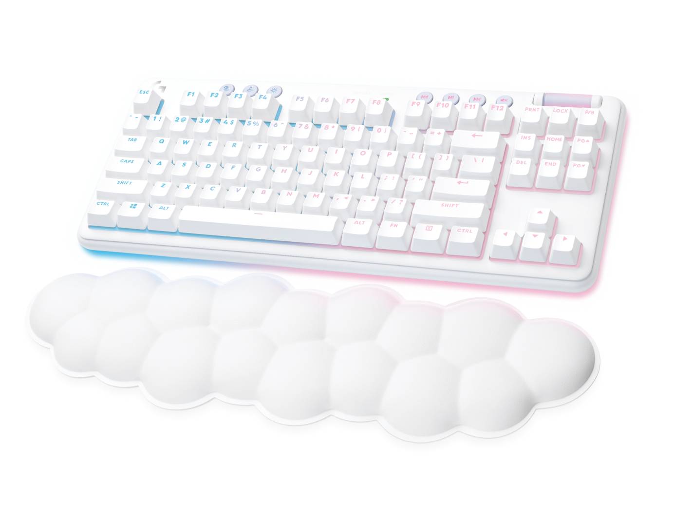 Teclado Gamer Inalámbrico Logitech G715,Switch GX Blue, RGB, Reposamuñecas, Blanco, Inglés 6