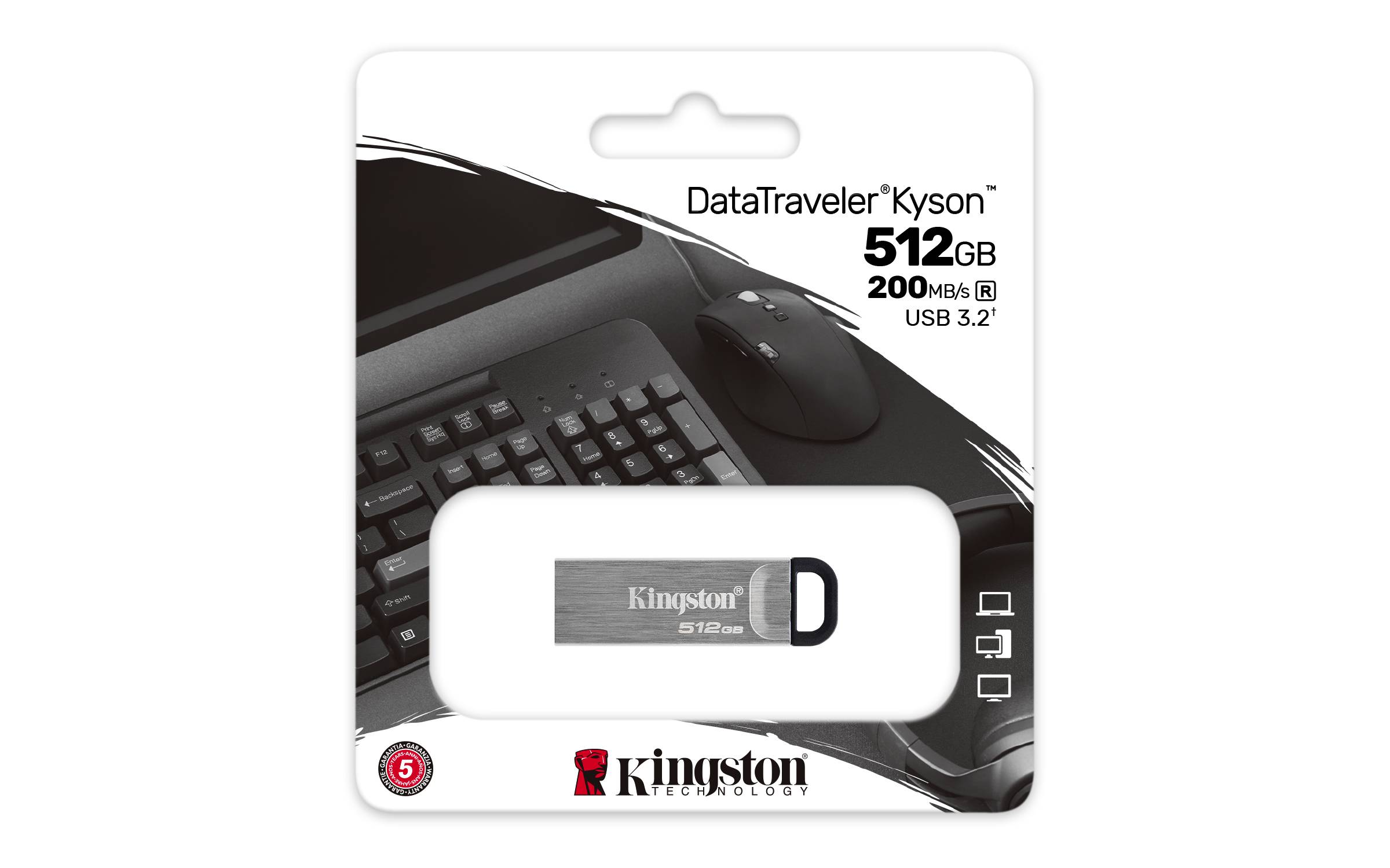 Pendrive Kingston 512GB DataTraveler Kyson 200MB/s Metal US 5