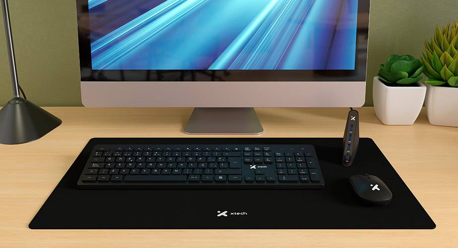 Kit de Teclado y Mouse Inalámbrico Xtech 320S, Incluye Mousepad XL y HUB USB 3.0 de 4 puertos   2