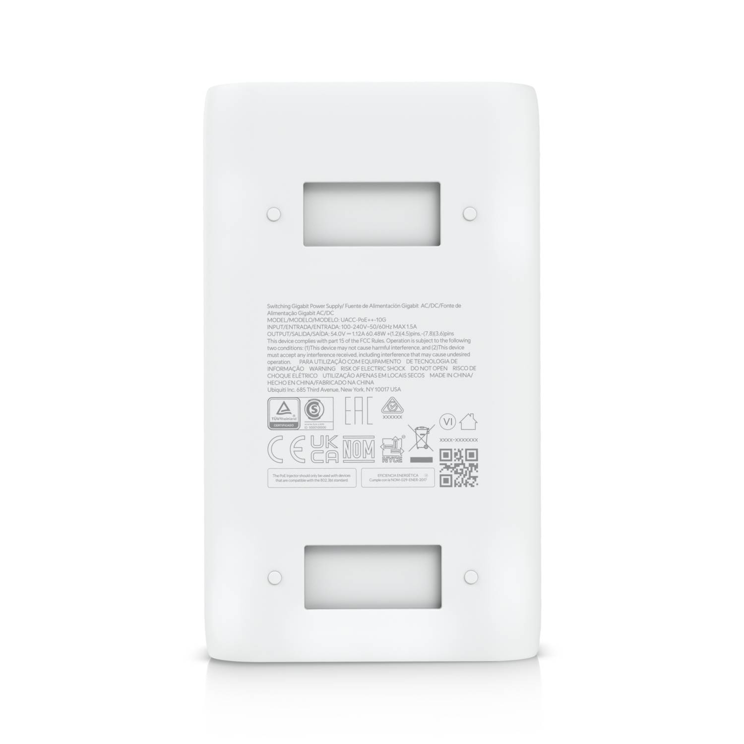 Adaptador Inyector PoE++ 10G de 60W Ubiquiti UACC?PoE++?10G – 54V DC a 1.12?A 8
