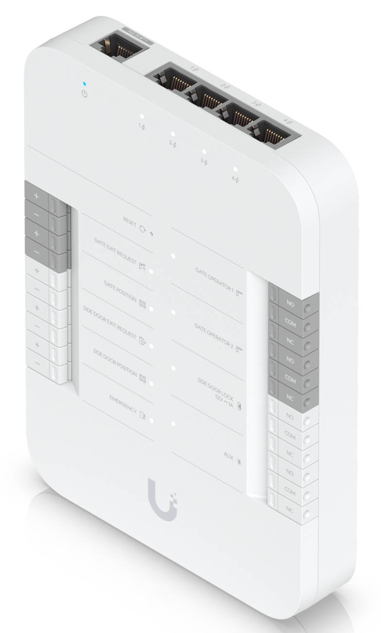 Controlador Portón Riel-Din, PoE++, múltiples relés, UBIQUITI UA-HUB-GATE 7