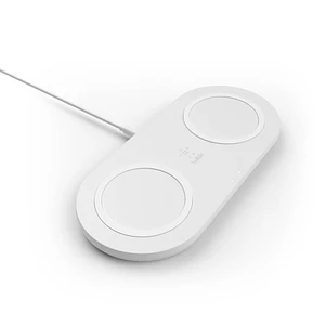 Base de Carga Inalámbrica Doble Belkin BoostCharge, 10W, Color Blanco