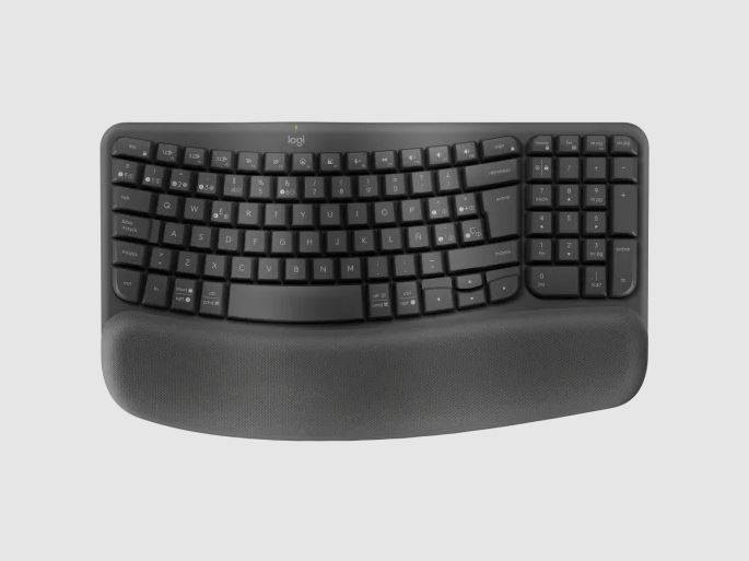 Teclado ergonómico Logitech Wave Keys for Business, Receptor USB-A Logi Bolt 2