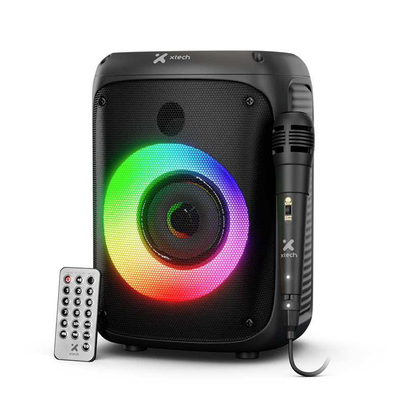 Parlante Portátil Inalámbrico Xtech SonicBloom XTS-661, con Luces y Micrófono, Bluetooth, Black  1