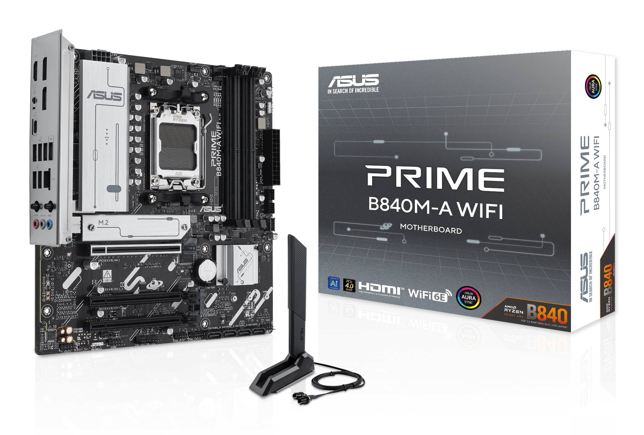 Placa Madre ASUS PRIME B840M-A WIFI AMD AM5, 4xDDR5, 3xM.2 PCIe4.0, 4xSATA, WiFi 6E, Micro-ATX 1