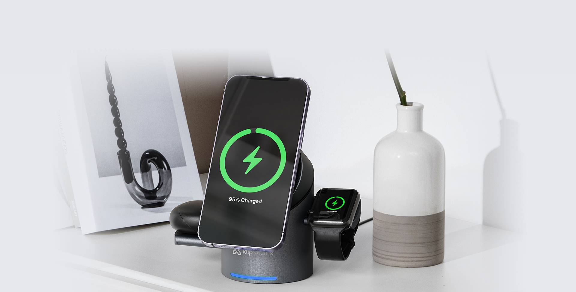 Base cargadora Klip Xtreme 15W – USB-C, carga inalámbrica rápida para celulares 7