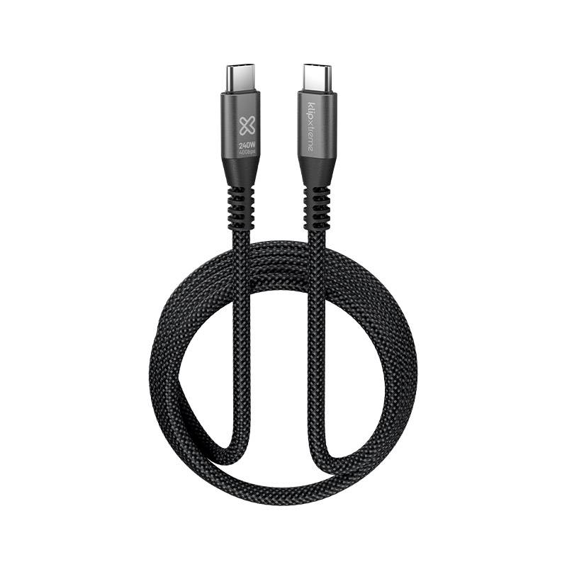 Cable USB-C Klip Xtreme KAC-850 1.8m negro – 240W PD 3.1 con 40Gbps trenzado y resistente 1