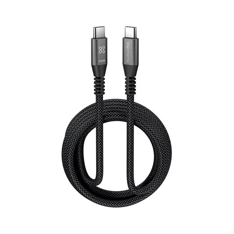Cable USB-C Klip Xtreme KAC-750 3m negro – carga rápida 240W PD 3.1 trenzado y resistente 1