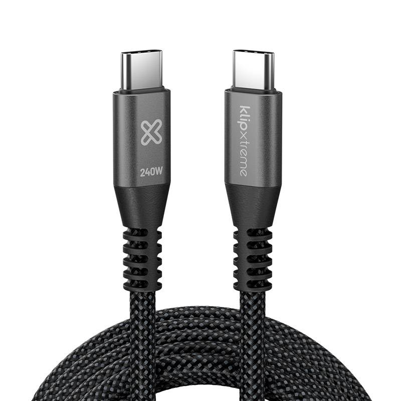 Cable USB-C Klip Xtreme KAC-750 3m negro – carga rápida 240W PD 3.1 trenzado y resistente 2