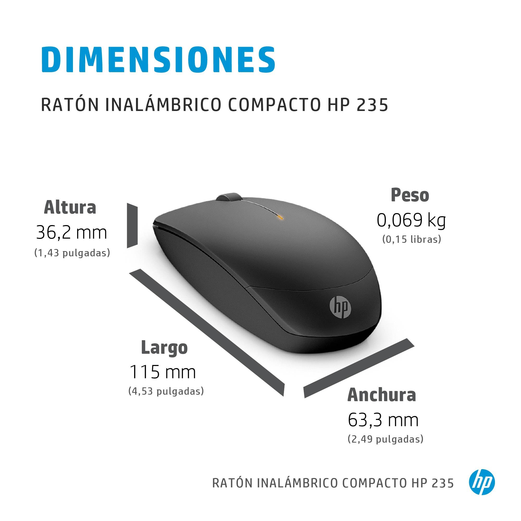 Mouse Inalámbrico HP 235 Slim 4E407AA, 1600 DPI, USB-A, Color Negro 5