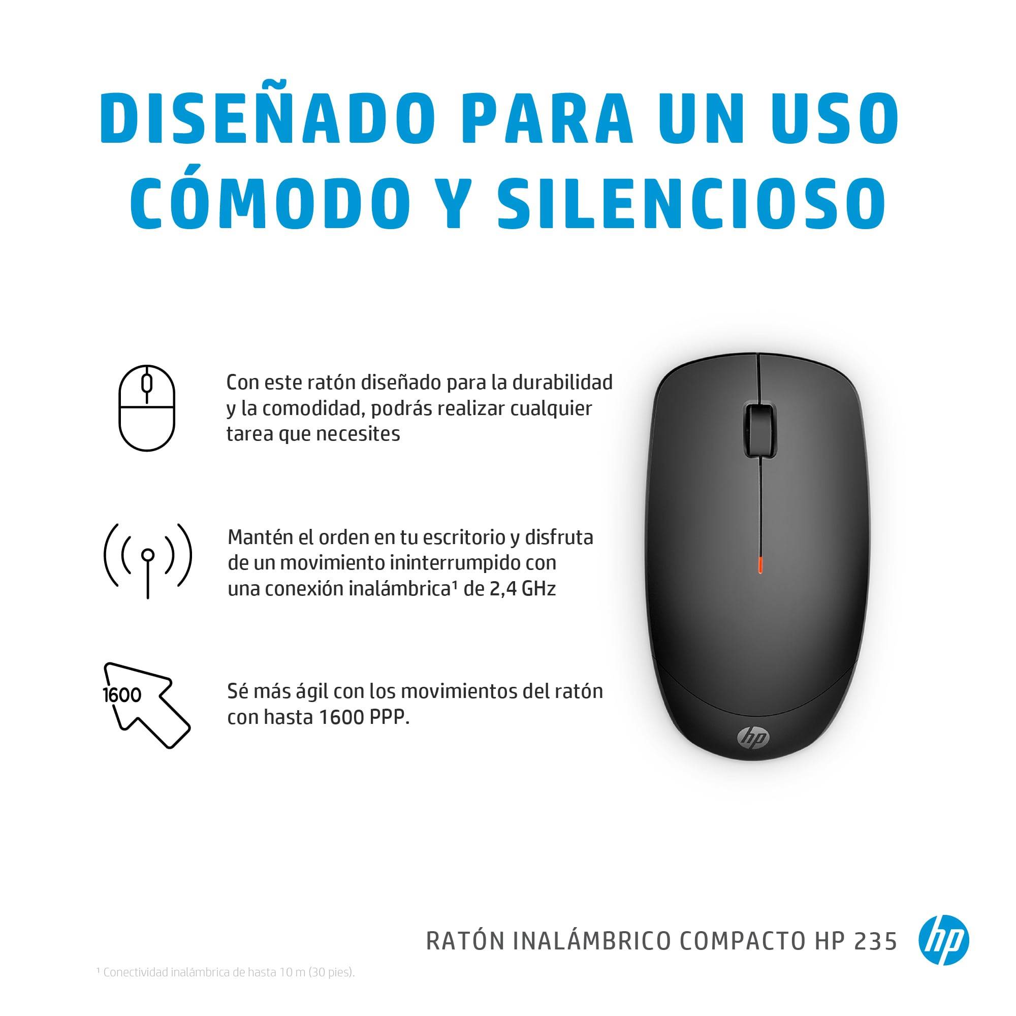 Mouse Inalámbrico HP 235 Slim 4E407AA, 1600 DPI, USB-A, Color Negro 6