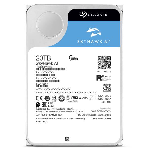 Disco Duro Interno Seagate SkyHawk AI ST20000VE003 20TB SATA 7200RPM 3.5
