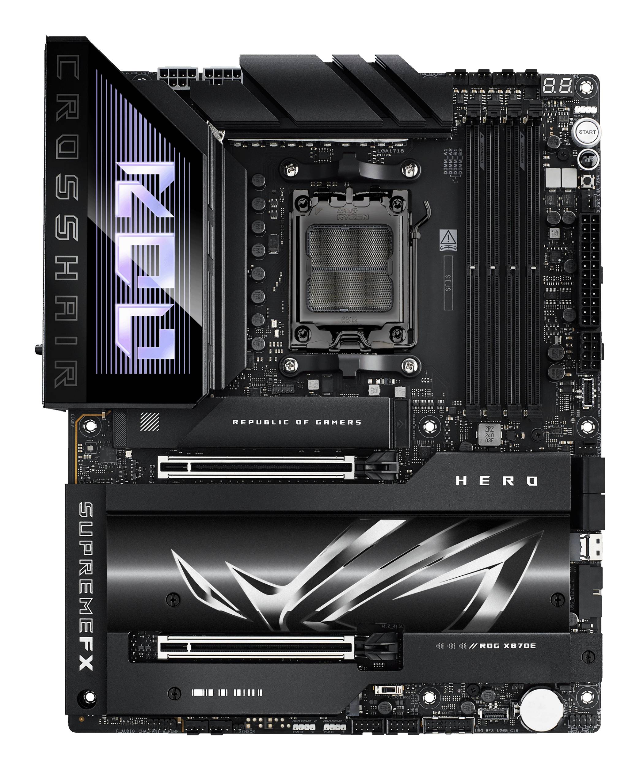 Placa Madre ASUS ROG CROSSHAIR X870E HERO, Socket AM5, 4x DDR5, 5x M.2, PCI-e 5.0, USB4, WiFi 7 3