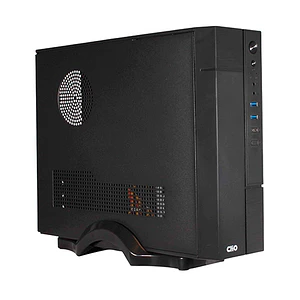 Gabinete Clio S609 Micro ATX con Fuente 500W, USB 3.0, Tipo-C 3.1, Slim Case, Negro