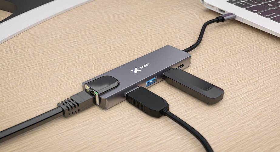 Hub USB-C Xtech XTC-572 5 en 1 HDMI 4K Ethernet USB 3.0 PD 100W Multipuerto 2