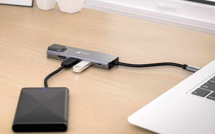 Hub USB-C Xtech XTC-572 5 en 1 HDMI 4K Ethernet USB 3.0 PD 100W Multipuerto 3
