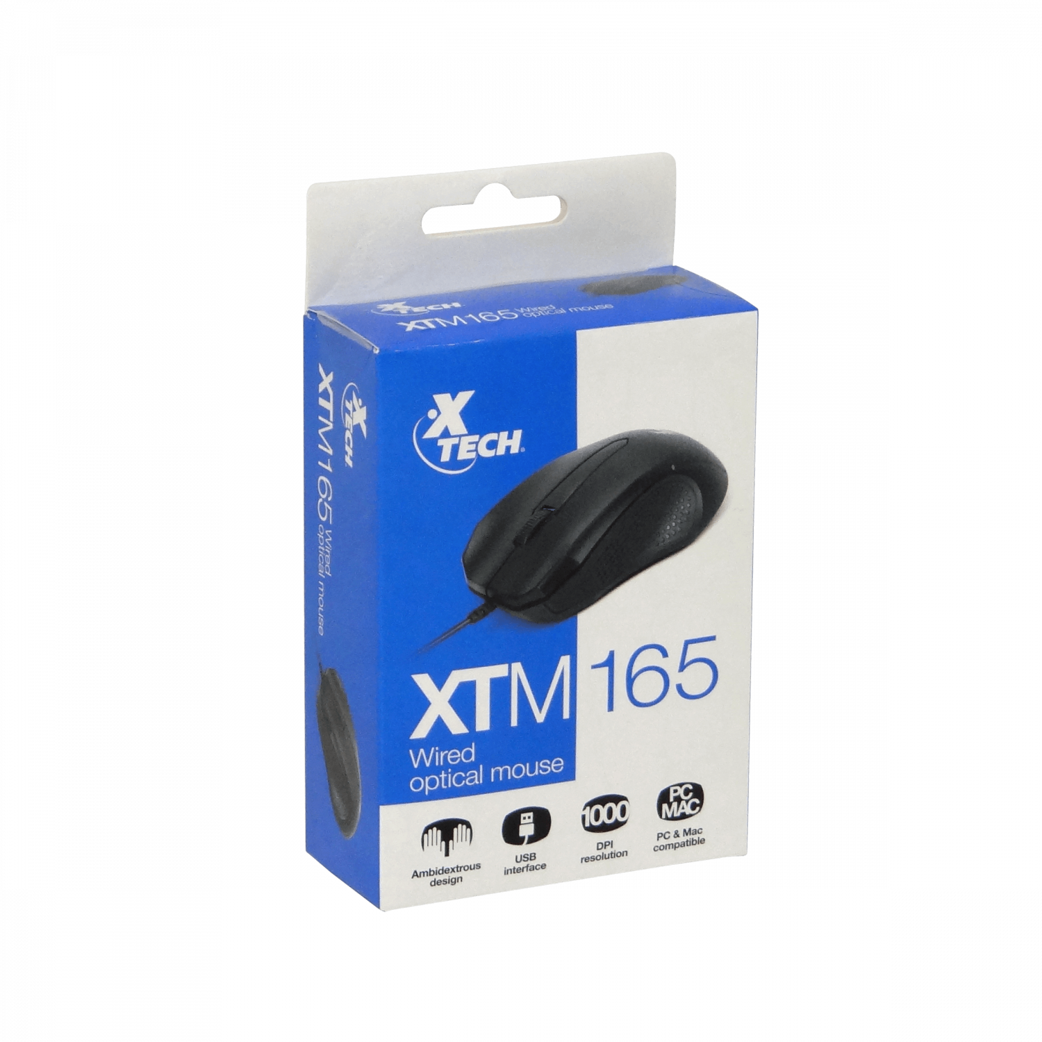 XTECH Mouse USB-AM Cableado-125cm Negro Raton Optico 2