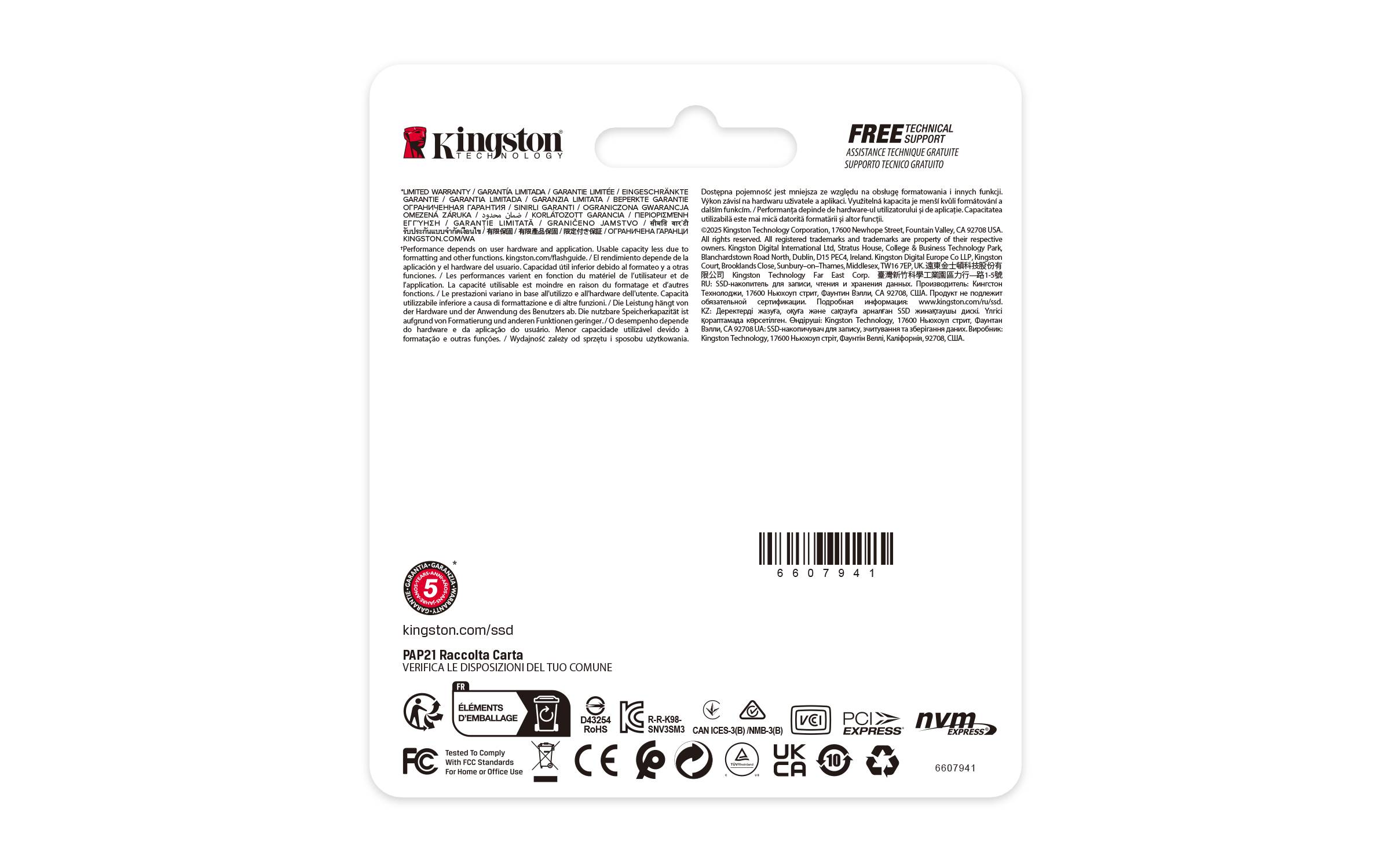 Unidad SSD 2TB M.2 2230 NVMe PCIe 4.0 x4 Kingston NV3 - PCIe 4.0, NAND 3D, R6000/W4000 MB/s 5