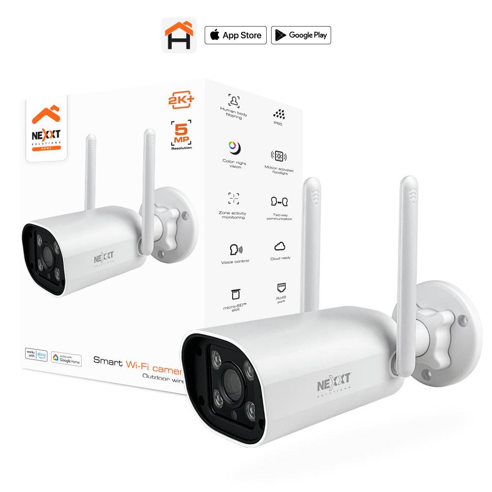 Cámara inteligente Wi-Fi para exteriores Nexxt Solutions Home, 2K, 5MP, detección, visión nocturna 1