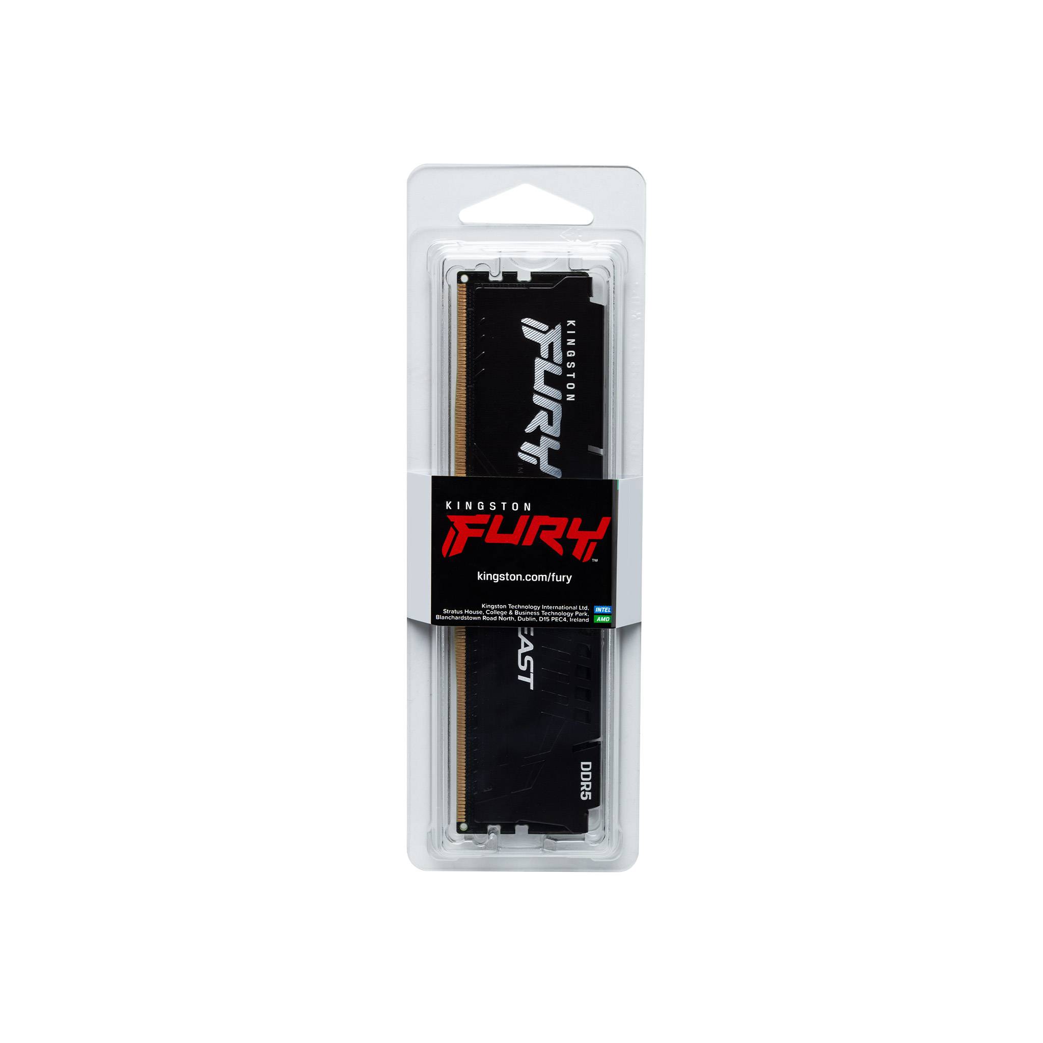Memoria RAM Kingston Fury Beast Black, 32GB DDR5, 6400 MT/s, CL32, AMD EXPO  3