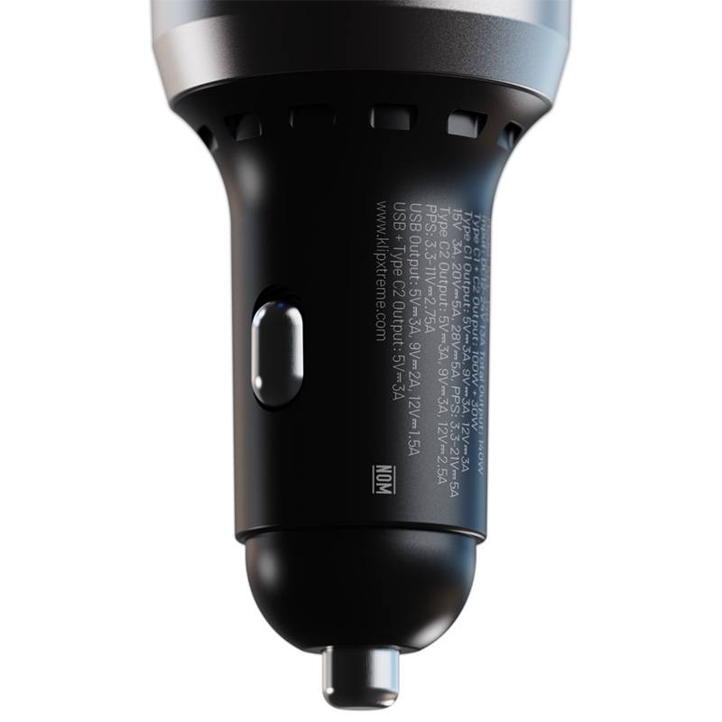 Adaptador auto Klip Xtreme 140W – 2×USB-C, 1×USB-A, carga rápida para múltiples dispositivos 2