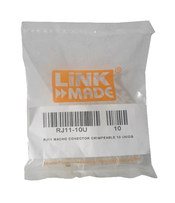 Conector RJ11 LINKMADE 6P4C Macho Crimpeable – Paquete de 10 Unidades 1