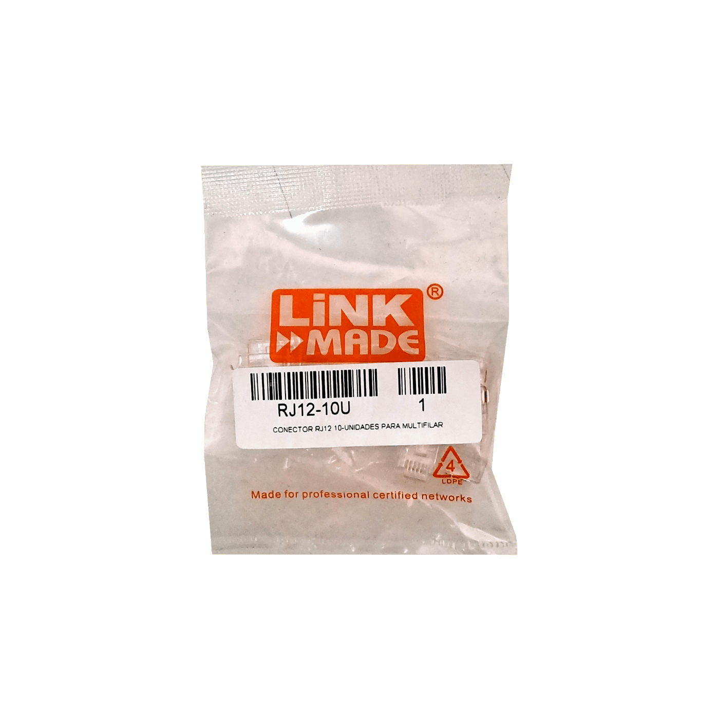 Conector RJ12 6P6C Macho LINKMADE, 10 Unidades, Crimpeable RJ25 1