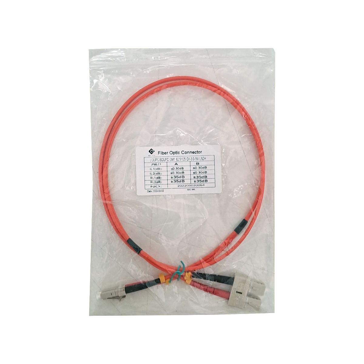 1mt LC-SC OM1 MultiModo MM Duplex Jumper Fibra 3mm 62.5/125um 1