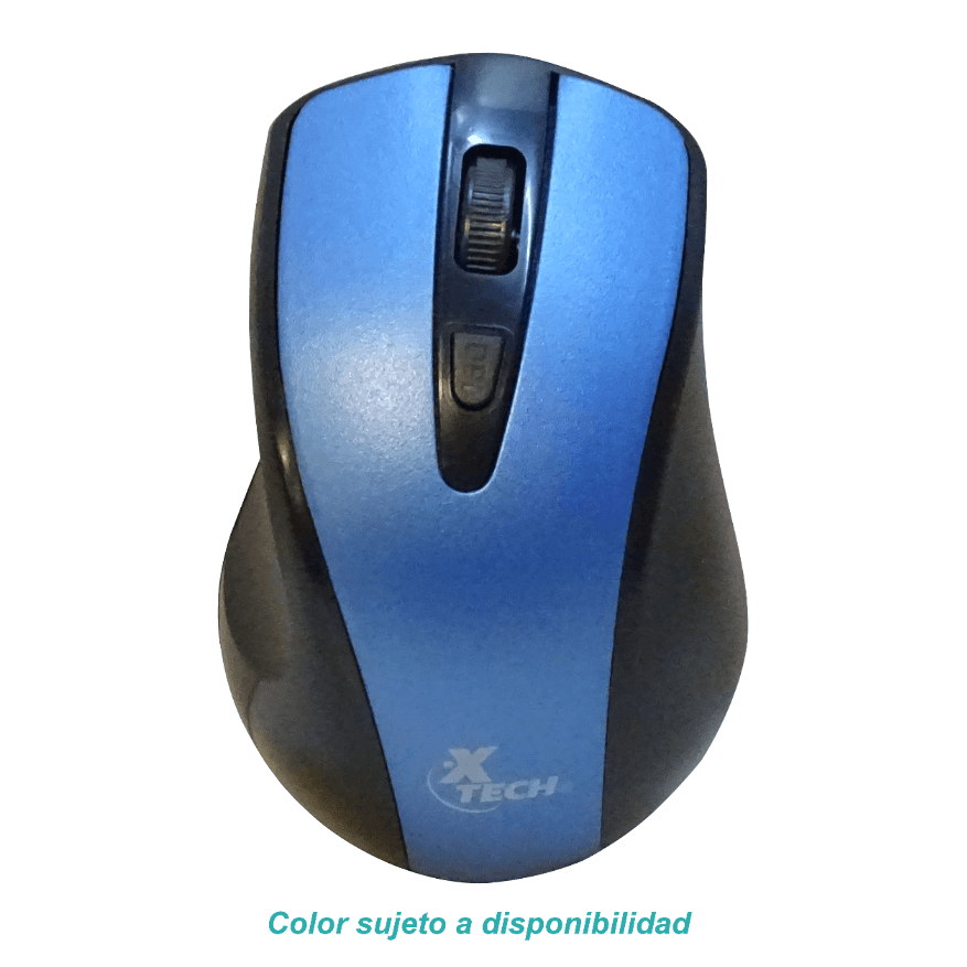 XTECH Mouse USB inalambrico inc-2xAAA 2,4GHz 4-botones Azul o Gris 5