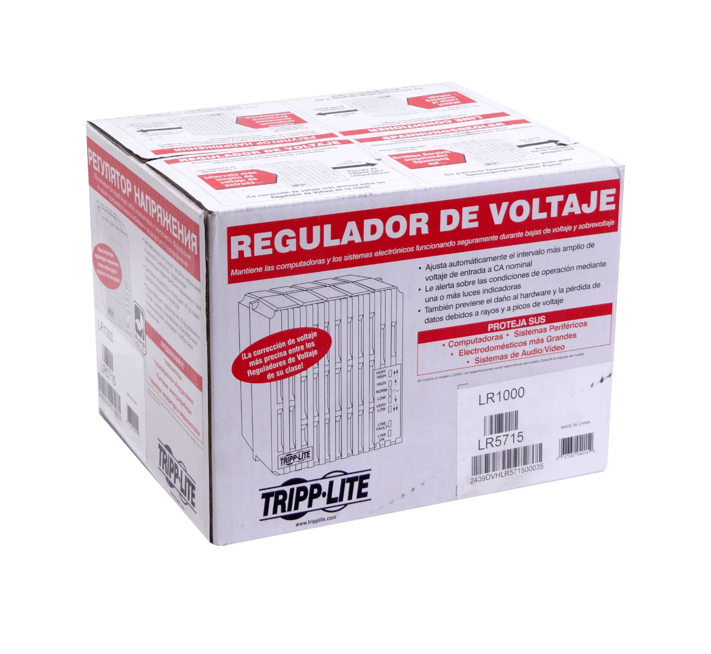 TRIPPLITE 1000W Regulador de Tension 4-Out C13 174-280VAC Voltaje 5