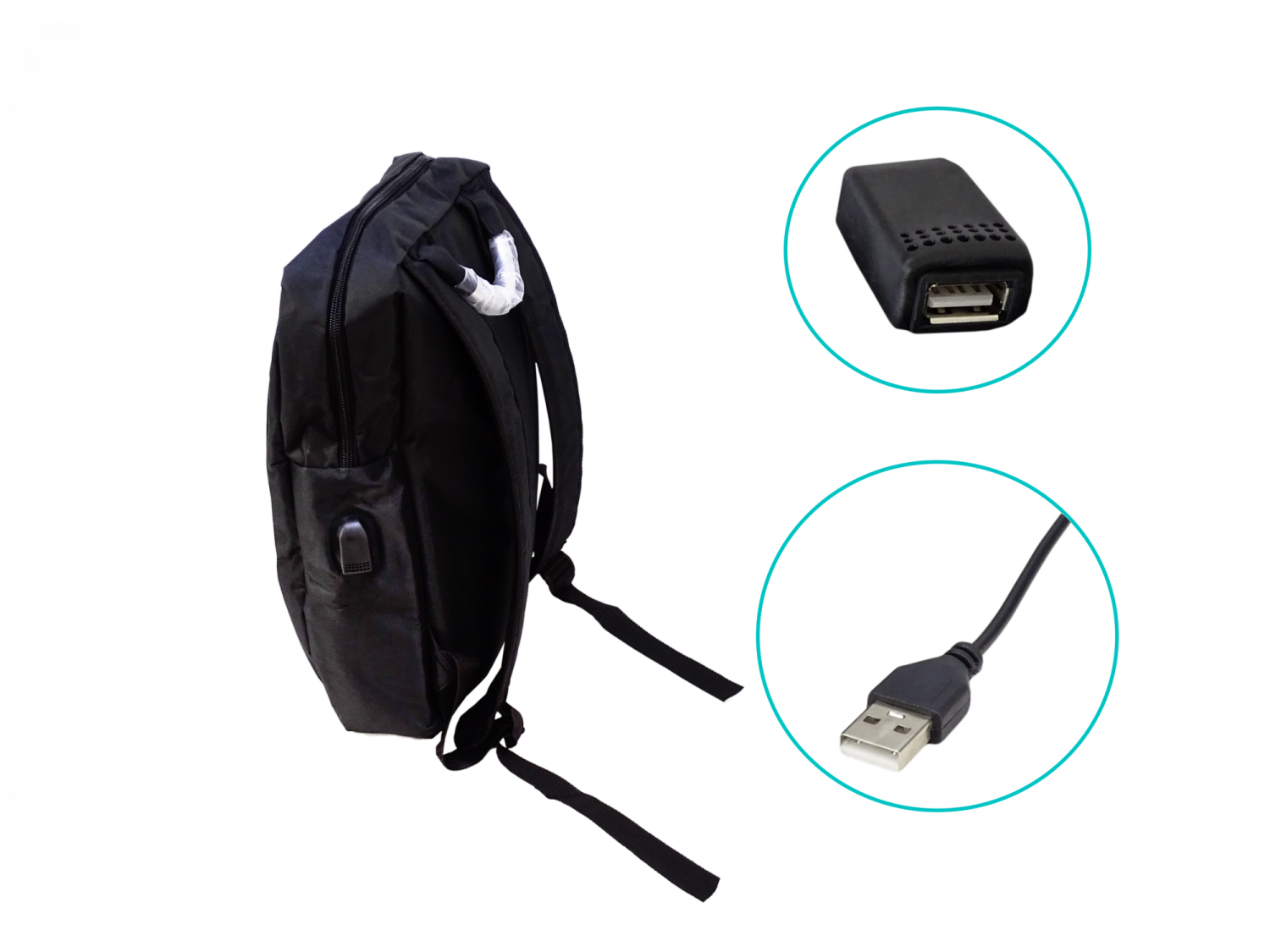 Mochila Notebook 16” 33x45cm Negra con Puerto USB-A 3
