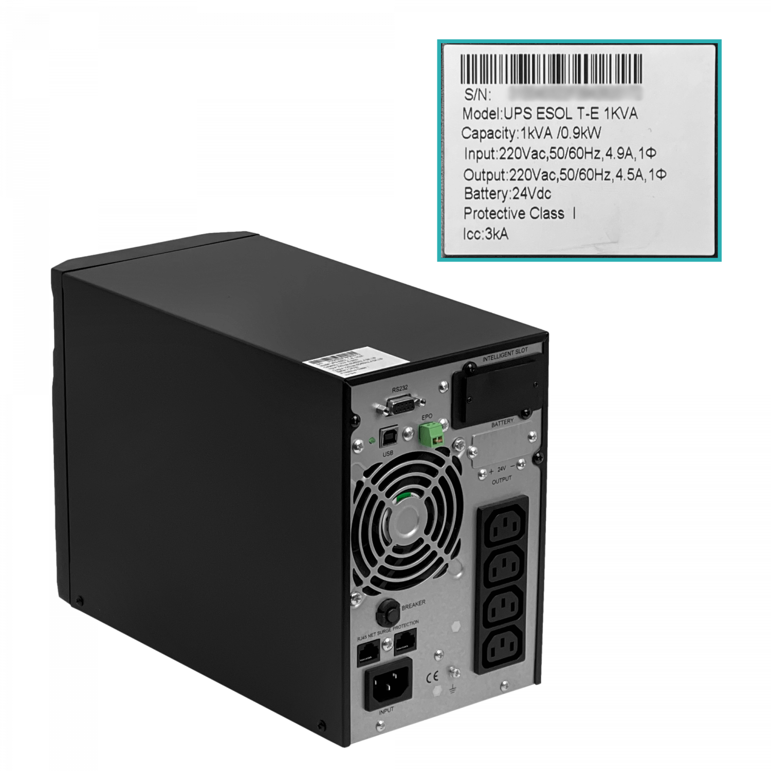 ENERSAFE 195WH 3x9AH 1KVA 900W 0/4ms UPS Torre Online DB9H USB SNMP 3