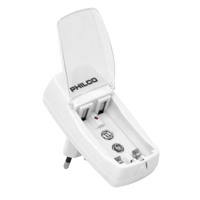 Cargador de Pilas, 1-Pila-9V(20mA) o 2-Pilas-AA/AAA(130mA) no-inc-pilas PHILCO 2