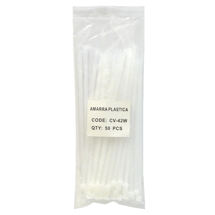 50-un 200x4,8mm Blanca Amarra Plastica Nylon 4.8x200mm 1