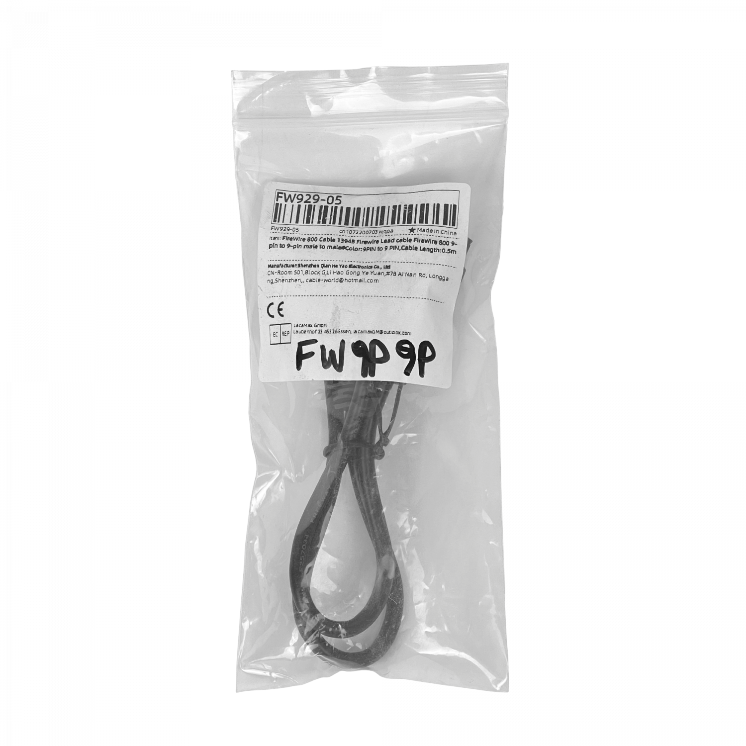 Cable FireWire 50cm, 9-Pin Macho a 9-Pin Macho, iLink 1394B, 800/800 Mbps 1