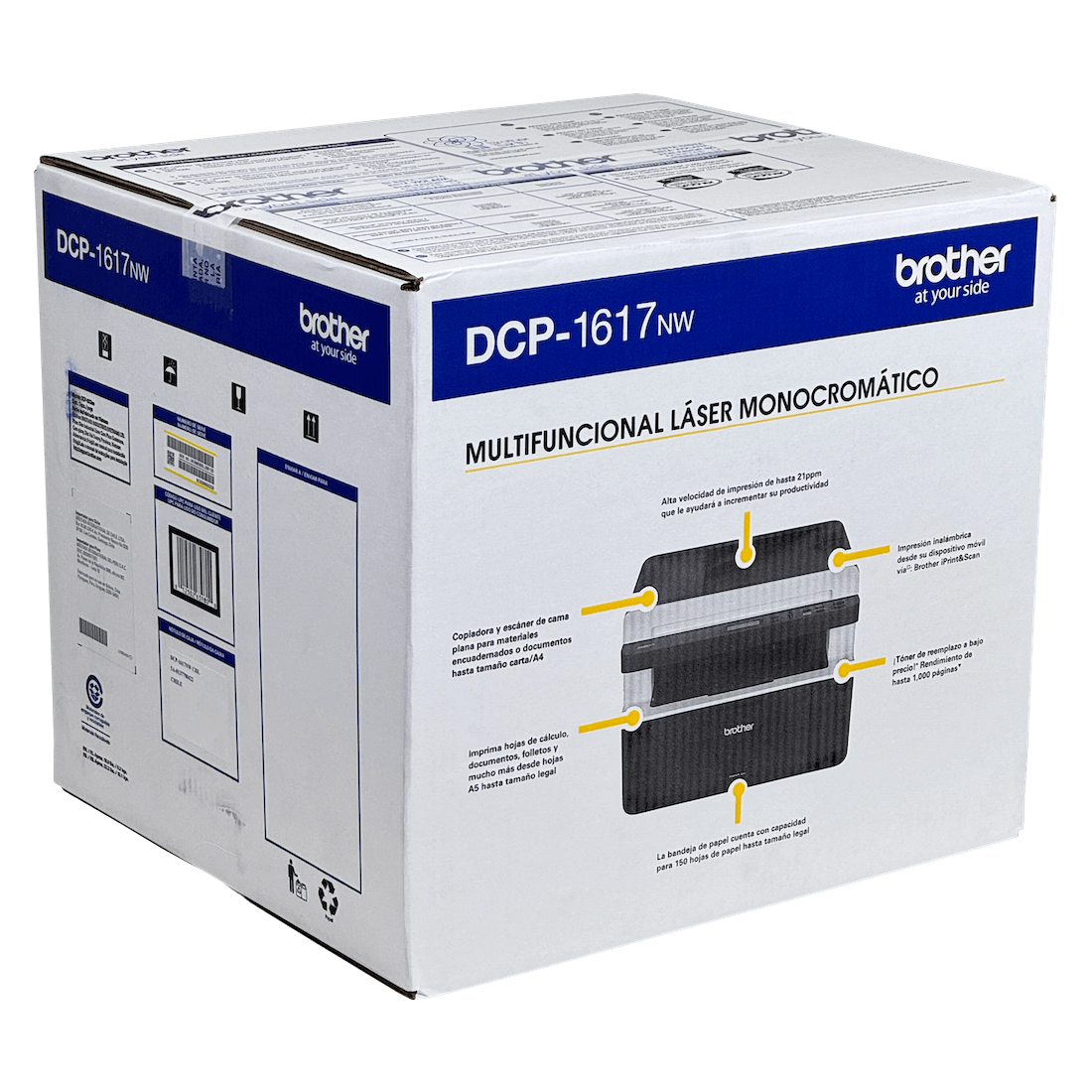 Impresora Multifuncional Brother DCP-1617NW Láser Monocromática con Wi-Fi y Ethernet 6