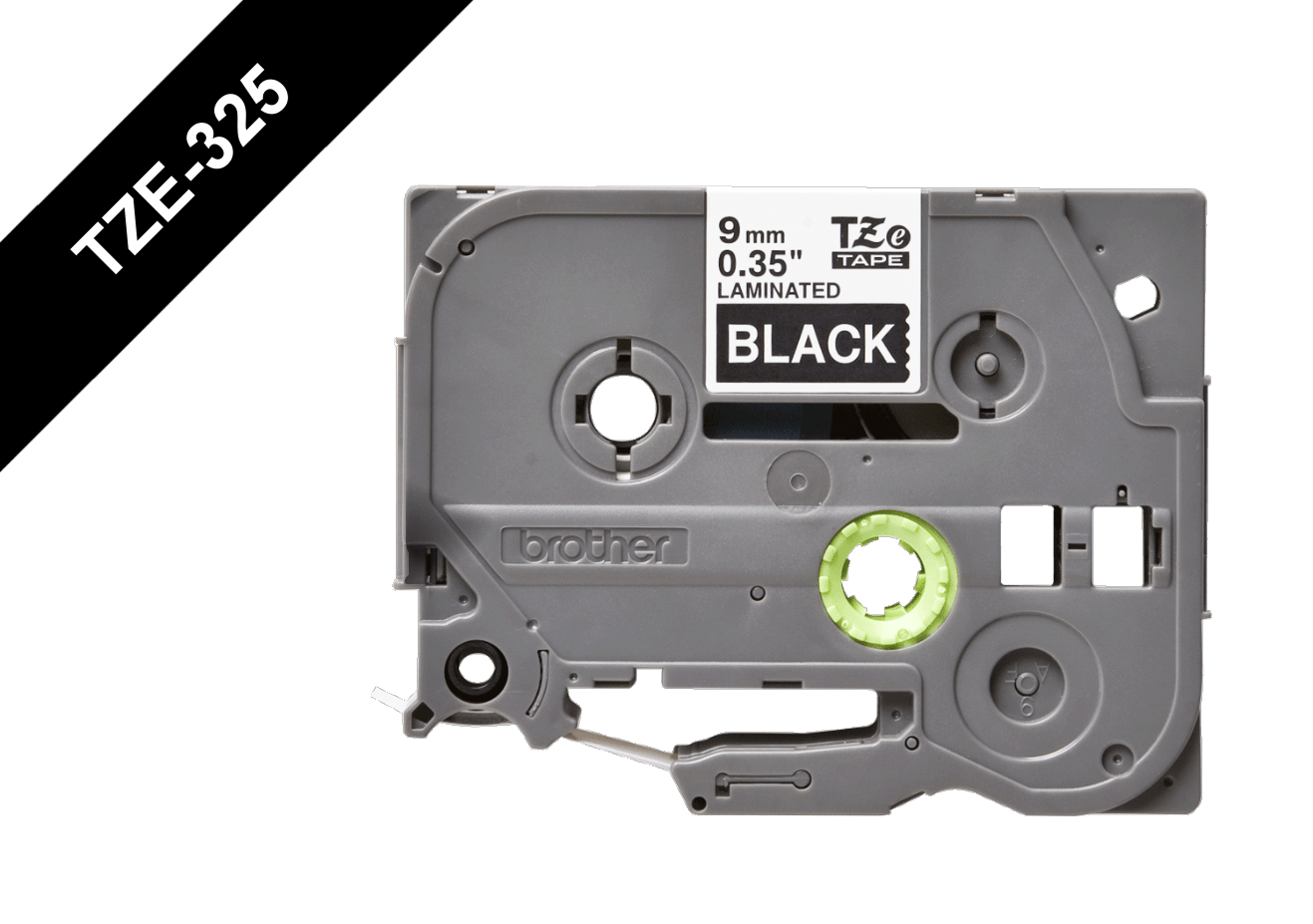 Cinta Laminada Brother TZE-325, Texto Blanco sobre Fondo Negro, Ancho 9mm, Longitud 8m 2