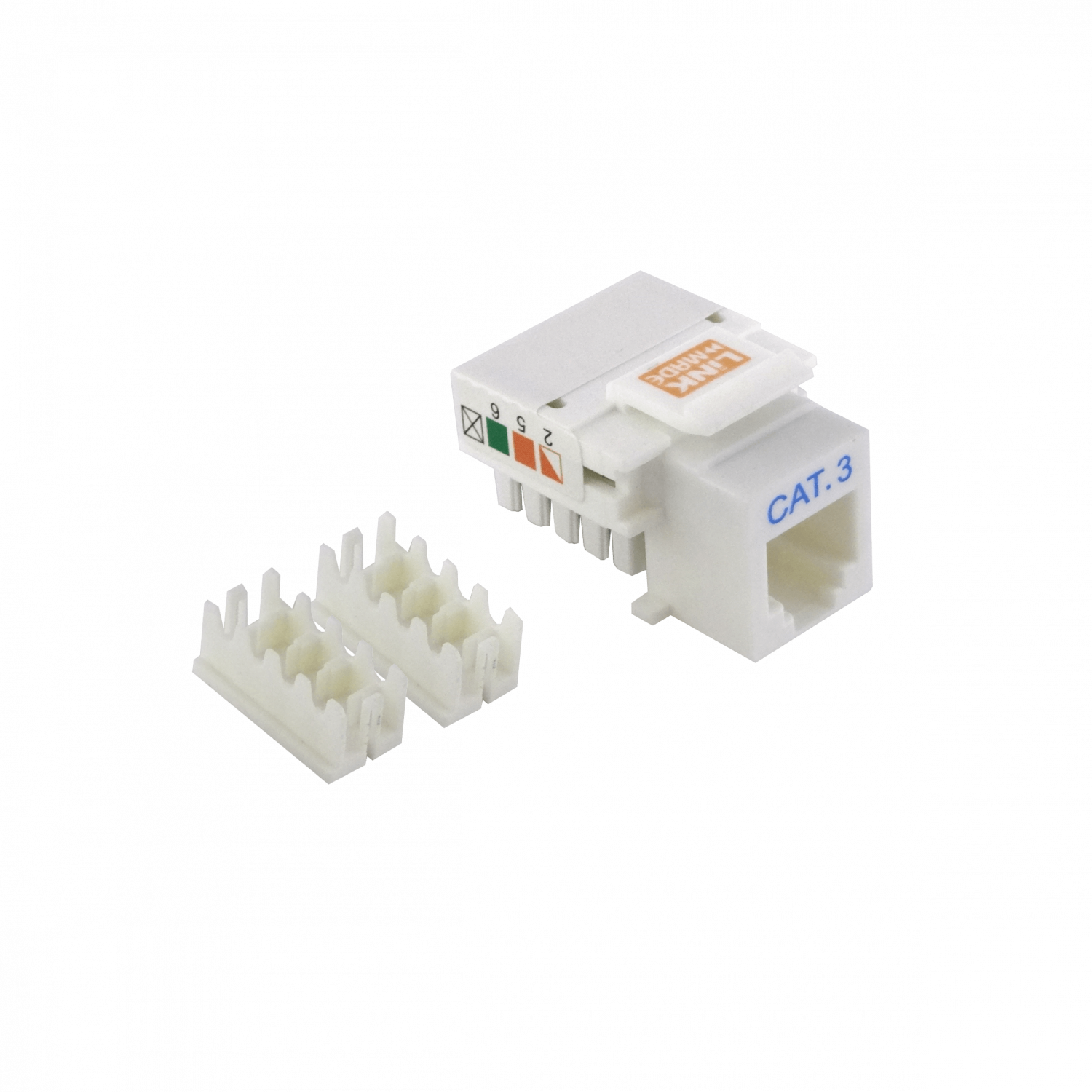 LINKMADE Blanco Cat3 RJ11/RJ14 6P4C Hembra Punchable Keystone 3