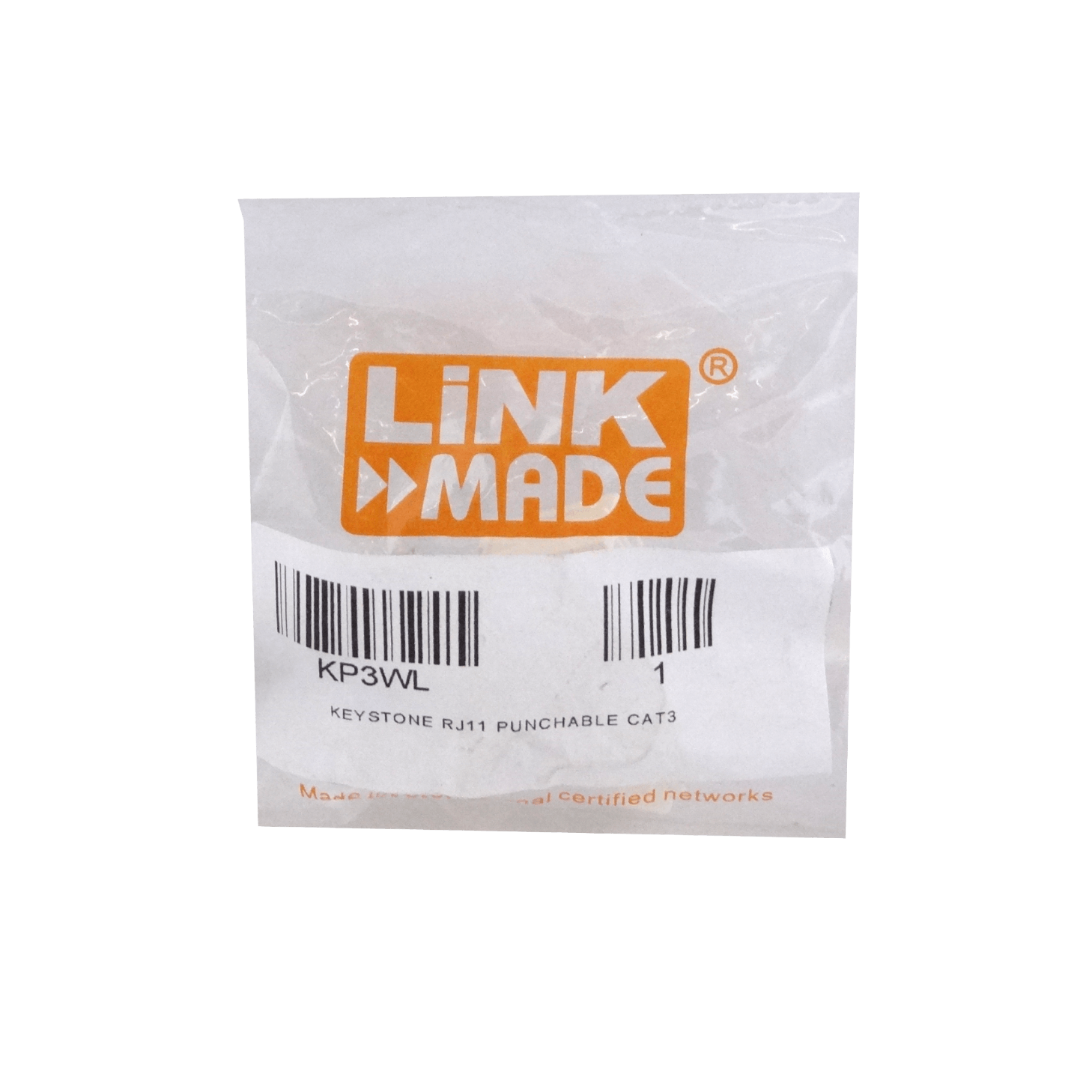 LINKMADE Blanco Cat3 RJ11/RJ14 6P4C Hembra Punchable Keystone 4