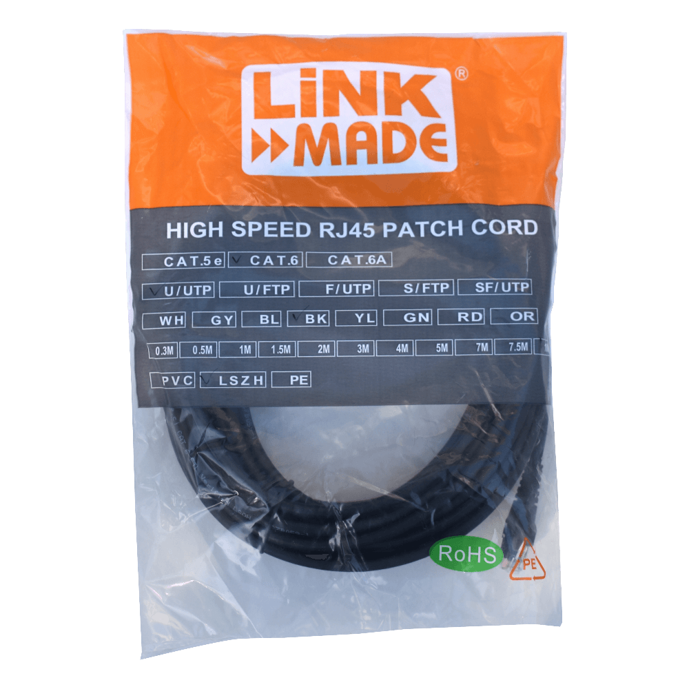 Cable Patch LINKMADE Cat6 Negro LSZH 10 metros Inyectado Multifilar para Conexiones Extensas 1