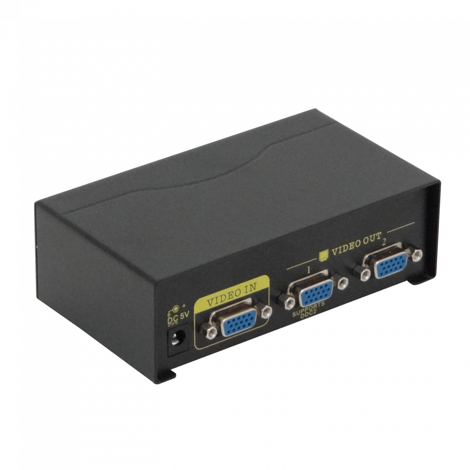 Splitter VGA VGA-2502, 2 Salidas Hembra, 1 Entrada Macho, 250MHz, con Fuente 9V 3
