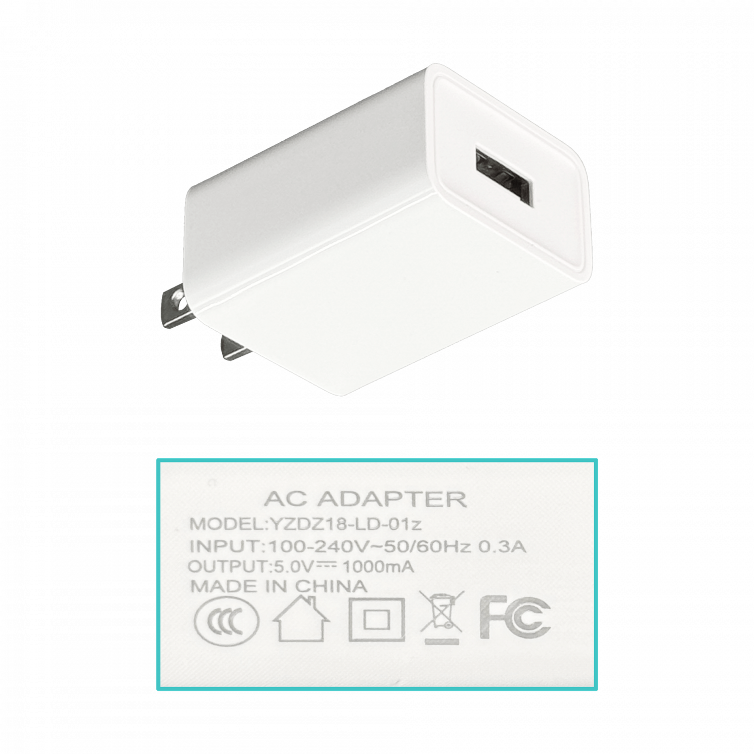5V 1A 1000mA 5W USB-AH Cargador-americano 100-240V 1